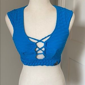 Blue Vibe Up Bra Fitness Top